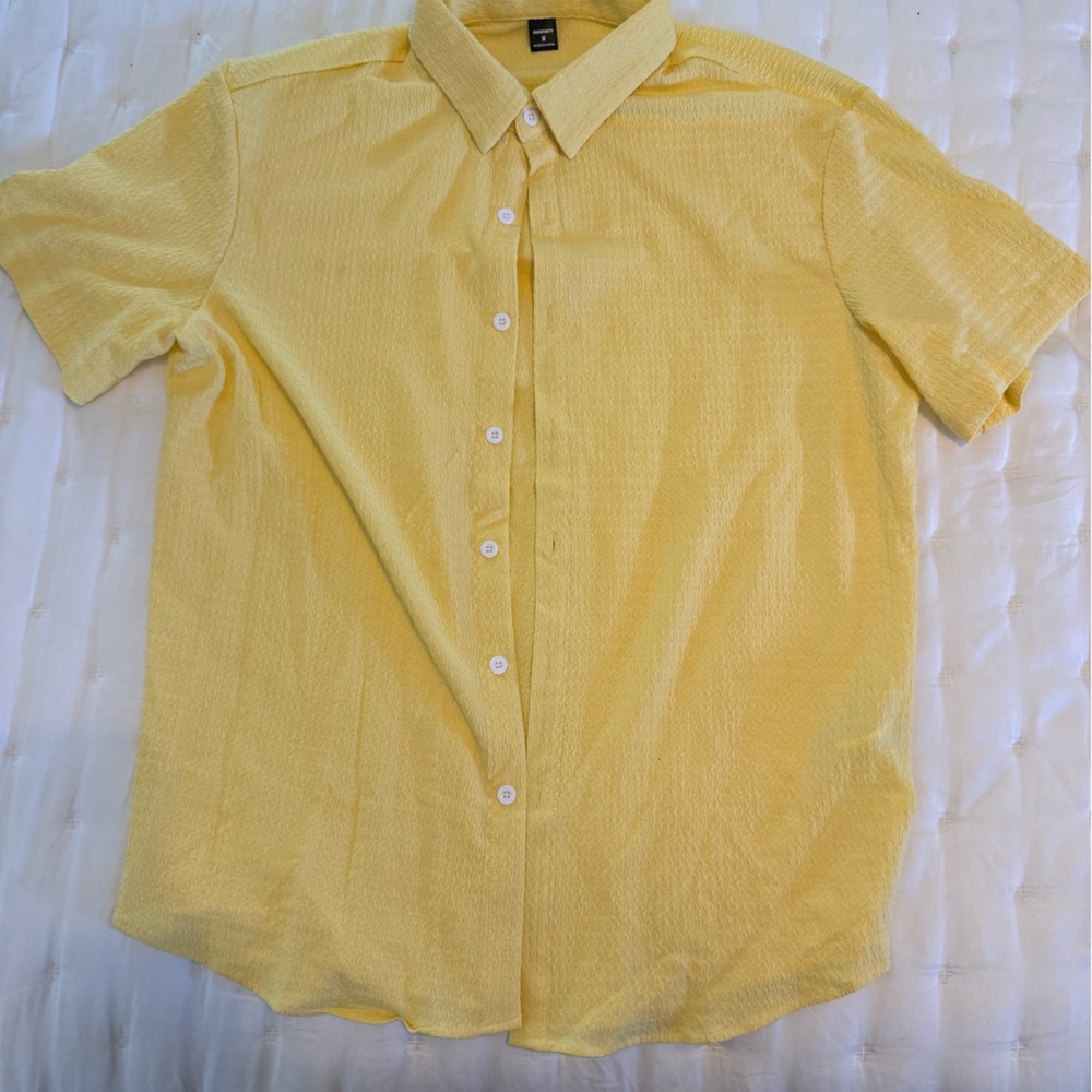 NFINITY Men's Casual Yellow Button Down Shirt